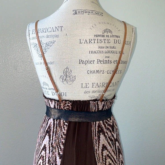 4/$20 Goddess dress in abstract snake print, adjustable leather straps. Size S. - Picture 4 of 7